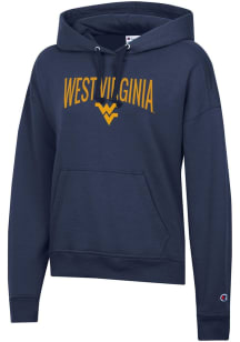 Champion West Virginia Mountaineers Womens Navy Blue Powerblend Hooded Sweatshirt