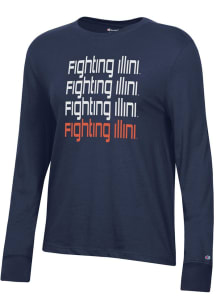 Champion Illinois Fighting Illini Womens Navy Blue Core LS Tee