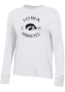 Champion Iowa Hawkeyes Womens White Core LS Tee