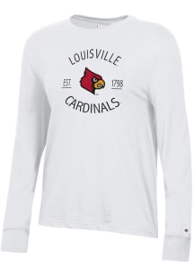 Champion Louisville Cardinals Womens White Core LS Tee