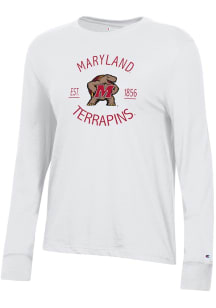 Champion Maryland Terrapins Womens White Core LS Tee