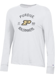 Champion Purdue Boilermakers Womens White Core LS Tee