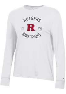 Champion Rutgers Scarlet Knights Womens White Core LS Tee