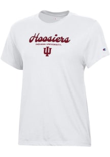 Champion Indiana Hoosiers Womens White Cursive Core Short Sleeve T-Shirt