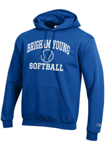 Champion BYU Cougars Mens Blue Softball Powerblend Long Sleeve Hoodie