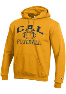 Champion Cal Golden Bears Mens Gold Football Football Powerblend Long Sleeve Hoodie
