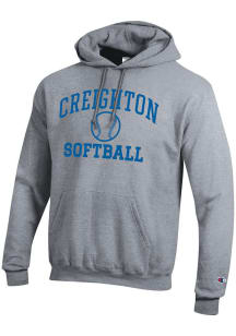 Champion Creighton Bluejays Mens Grey Softball Powerblend Long Sleeve Hoodie