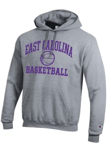Champion East Carolina Pirates Mens Grey Basketball Powerblend Long Sleeve Hoodie