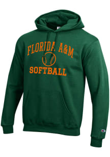 Champion Florida A&M Rattlers Mens Green Softball Powerblend Long Sleeve Hoodie
