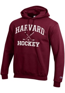 Champion Harvard Crimson Mens Maroon Hockey Powerblend Long Sleeve Hoodie