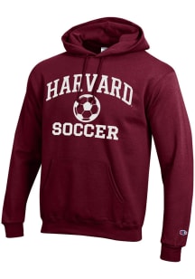 Champion Harvard Crimson Mens Maroon Soccer Powerblend Long Sleeve Hoodie