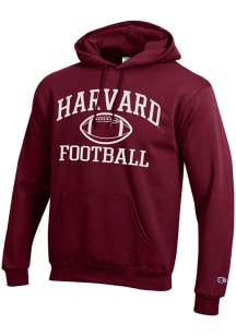 Champion Harvard Crimson Mens Maroon Football Football Powerblend Long Sleeve Hoodie
