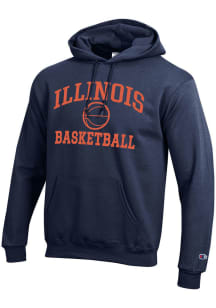 Champion Illinois Fighting Illini Mens Navy Blue Basketball Powerblend Long Sleeve Hoodie