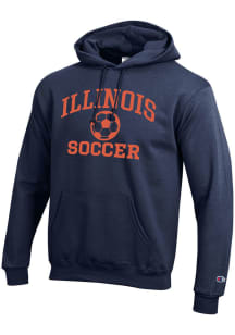 Champion Illinois Fighting Illini Mens Navy Blue Soccer Powerblend Long Sleeve Hoodie