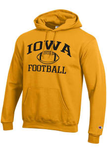 Champion Iowa Hawkeyes Mens Gold Football Football Powerblend Long Sleeve Hoodie