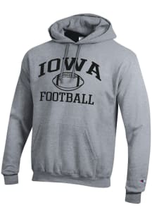 Champion Iowa Hawkeyes Mens Grey Football Football Powerblend Long Sleeve Hoodie