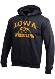 Champion Iowa Hawkeyes Mens Black Wrestling Powerblend Long Sleeve Hoodie