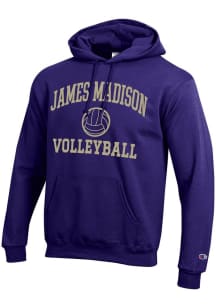 Champion James Madison Dukes Mens Purple Volleyball Powerblend Long Sleeve Hoodie