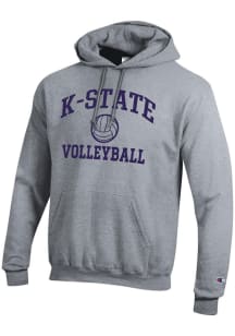 Champion K-State Wildcats Mens Grey Volleyball Powerblend Long Sleeve Hoodie