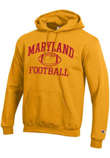 Champion Maryland Terrapins Mens Gold Football Football Powerblend Long Sleeve Hoodie