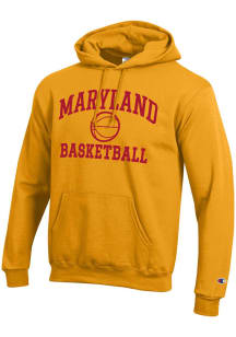 Champion Maryland Terrapins Mens Gold Basketball Powerblend Long Sleeve Hoodie