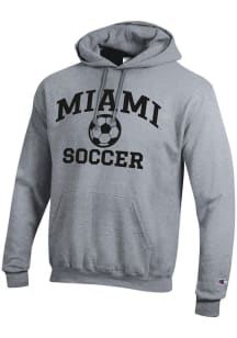 Champion Miami RedHawks Mens Grey Soccer Powerblend Long Sleeve Hoodie