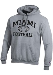 Champion Miami RedHawks Mens Grey Football Football Powerblend Long Sleeve Hoodie
