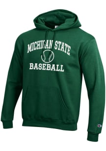 Champion Michigan State Spartans Mens Green Baseball Powerblend Long Sleeve Hoodie