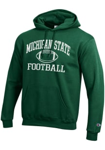 Champion Michigan State Spartans Mens Green Football Football Powerblend Long Sleeve Hoodie