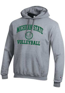 Champion Michigan State Spartans Mens Grey Volleyball Powerblend Long Sleeve Hoodie