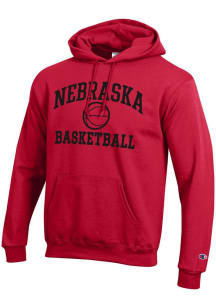 Champion Nebraska Cornhuskers Mens Red Basketball Powerblend Long Sleeve Hoodie