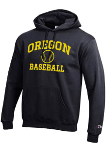 Champion Oregon Ducks Mens Black Baseball Powerblend Long Sleeve Hoodie