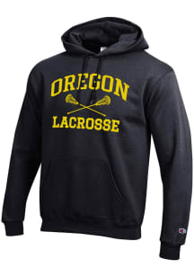 Champion Oregon Ducks Mens Black Lacrosse Powerblend Long Sleeve Hoodie