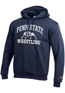 Champion Penn State Nittany Lions Mens Navy Blue Wrestling Powerblend Long Sleeve Hoodie
