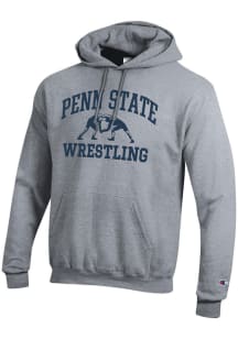 Champion Penn State Nittany Lions Mens Grey Wrestling Powerblend Long Sleeve Hoodie