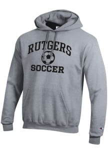 Champion Rutgers Scarlet Knights Mens Grey Soccer Powerblend Long Sleeve Hoodie