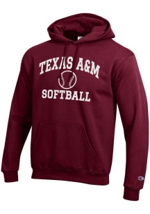Champion Texas A&M Aggies Mens Maroon Softball Powerblend Long Sleeve Hoodie