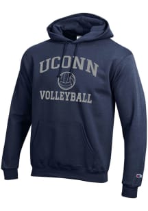 Champion UConn Huskies Mens Navy Blue Volleyball Powerblend Long Sleeve Hoodie