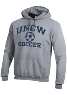 Champion UNCW Seahawks Mens Grey Soccer Powerblend Long Sleeve Hoodie