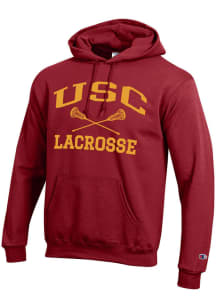 Champion USC Trojans Mens Cardinal Lacrosse Powerblend Long Sleeve Hoodie