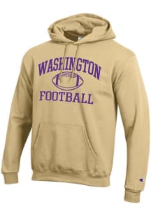 Champion Washington Huskies Mens Gold Football Football Powerblend Long Sleeve Hoodie