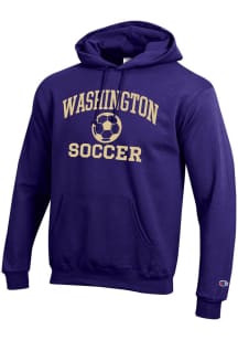 Champion Washington Huskies Mens Purple Soccer Powerblend Long Sleeve Hoodie