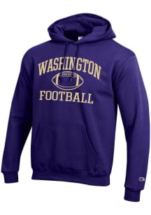 Champion Washington Huskies Mens Purple Football Football Powerblend Long Sleeve Hoodie