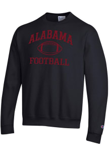 Champion Alabama Crimson Tide Mens Black Football Football Powerblend Long Sleeve Crew Sweatshirt