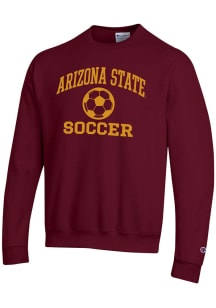 Champion Arizona State Sun Devils Mens Maroon Soccer Powerblend Long Sleeve Crew Sweatshirt