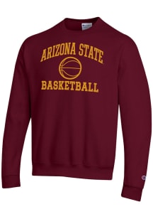 Champion Arizona State Sun Devils Mens Maroon Basketball Powerblend Long Sleeve Crew Sweatshirt