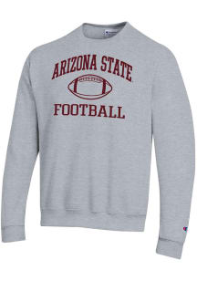 Champion Arizona State Sun Devils Mens Grey Football Football Powerblend Long Sleeve Crew Sweatshi..