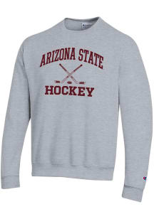 Champion Arizona State Sun Devils Mens Grey Hockey Powerblend Long Sleeve Crew Sweatshirt
