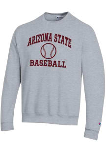 Champion Arizona State Sun Devils Mens Grey Baseball Powerblend Long Sleeve Crew Sweatshirt