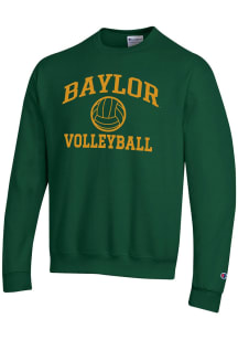 Champion Baylor Bears Mens Green Volleyball Powerblend Long Sleeve Crew Sweatshirt